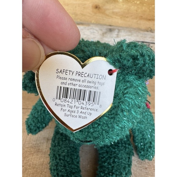 2001 Ty Beanie Baby "Holiday Teddy" Retired Bear Dark Green Beanie Baby - Picture 4 of 15